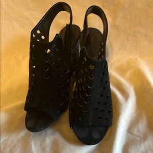 Franco Sarto Black Cutout Slingback Heels